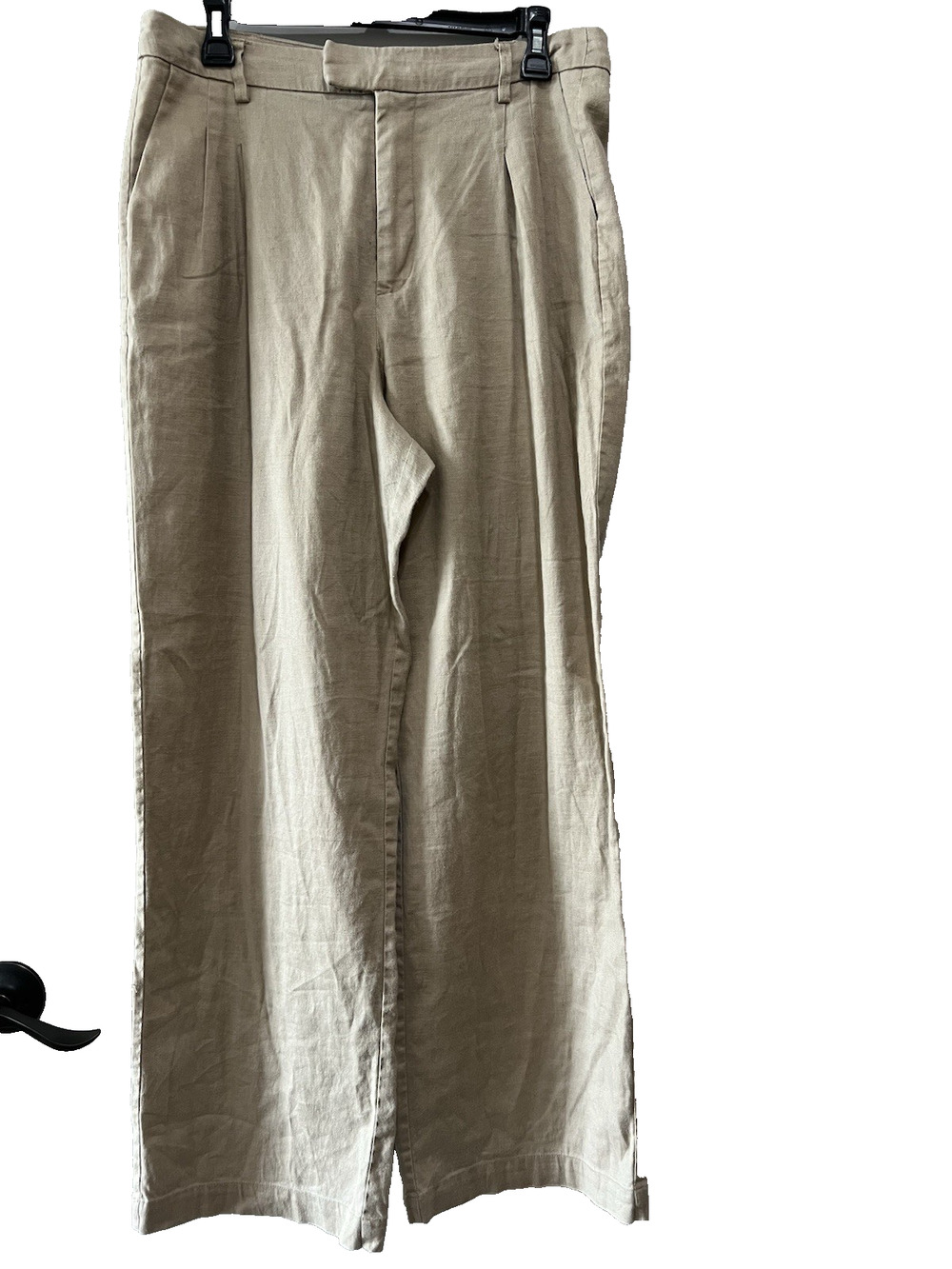 Rails Marnie Pant Wide Leg Tan Linen blend highrise Women's 10 Wardrobe staple